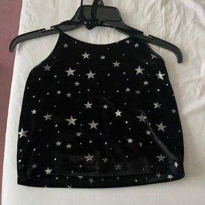 Star Velvet Black Halter Top